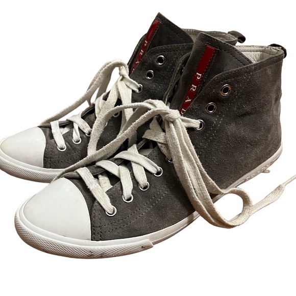 Prada suede lace up high top sneakers size 39 - Picture 9 of 14